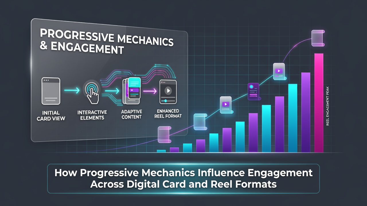 Illustration progressiver Mechaniken in digitalen Spielformaten mit Walzen und Karten